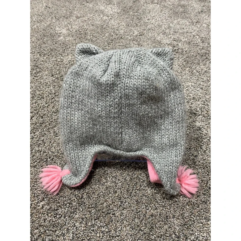 The Children's Place Knit Cat Hat Toddler Girls 2T-3T Grey Earflap Beanie
